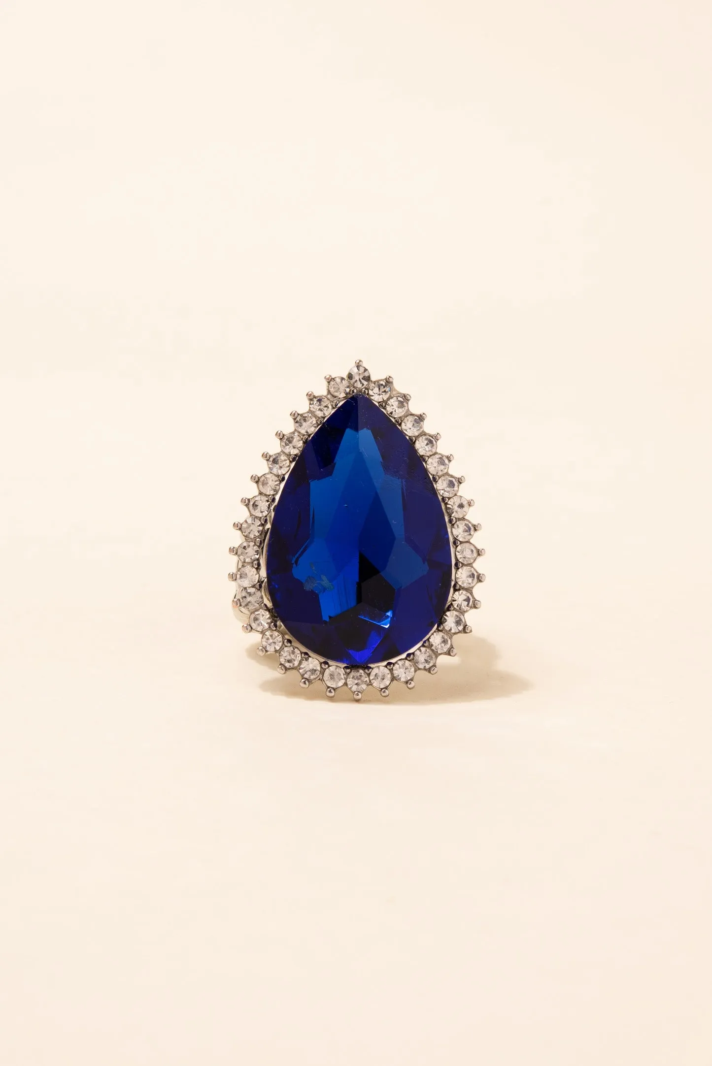 Lila Teardrop Gem with Halo Stretch Ring