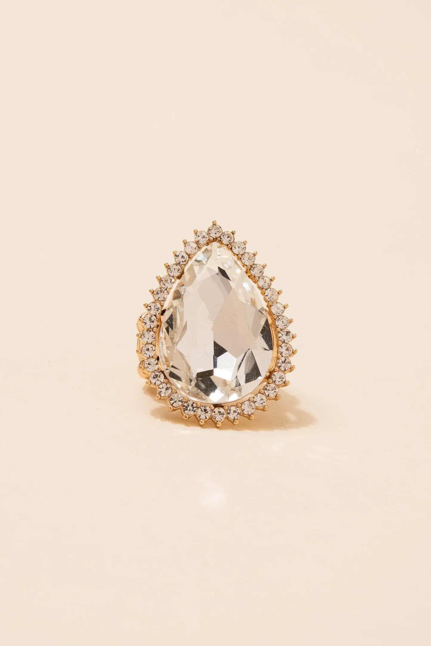 Lila Teardrop Gem with Halo Stretch Ring