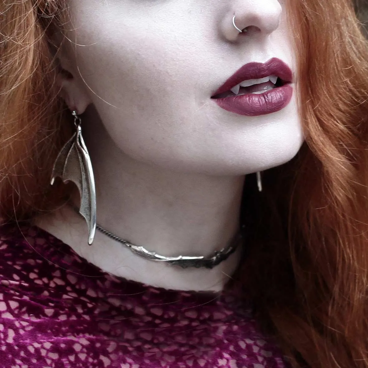 LILITH. Silver Bat Choker