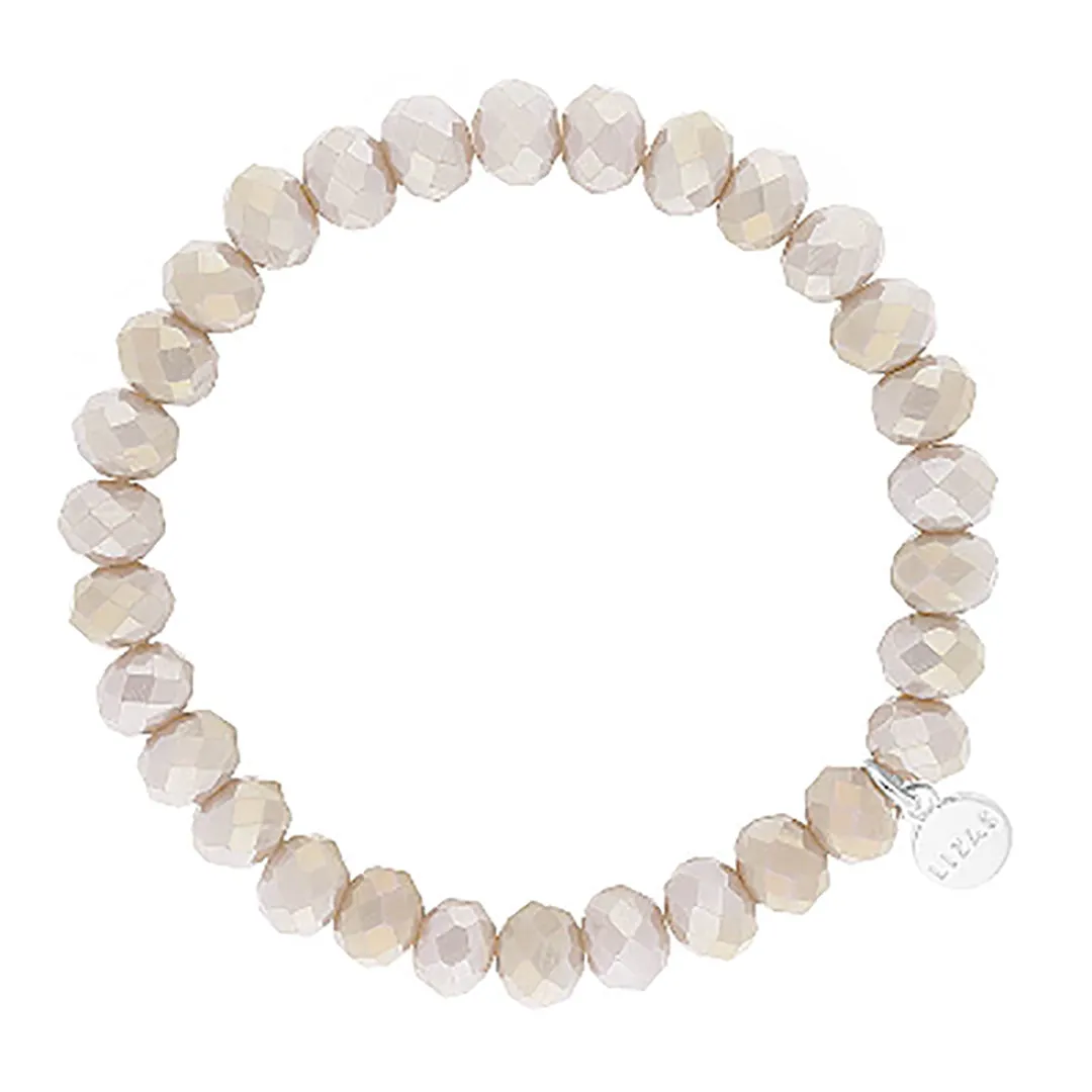 Lizas Clarksville 8mm Crystal Bracelet Cream Beige