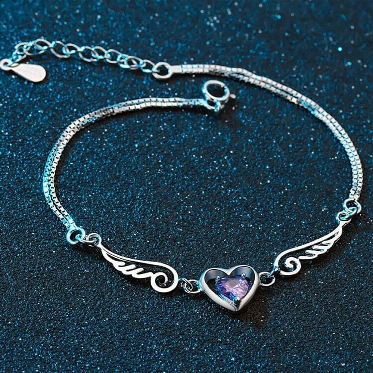 Lover Heart Amethyst Stainless-steel Bracelet