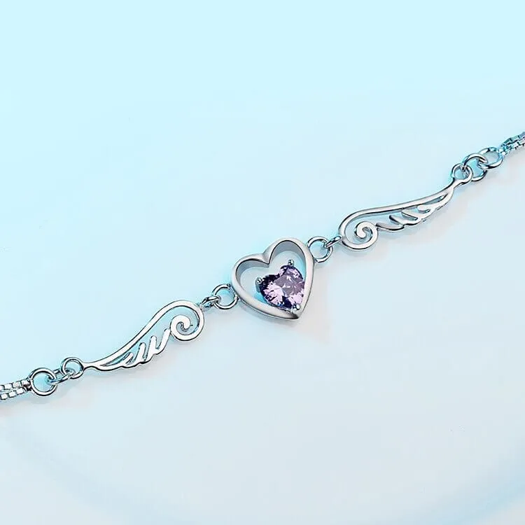 Lover Heart Amethyst Stainless-steel Bracelet