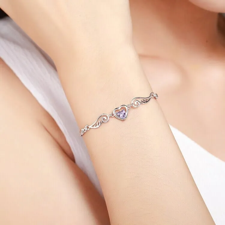 Lover Heart Amethyst Stainless-steel Bracelet