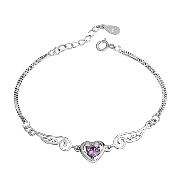 Lover Heart Amethyst Stainless-steel Bracelet