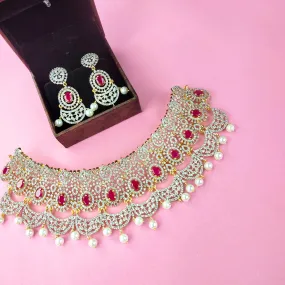 Magic Petals American Diamond Choker Set By Asp Fashion Jewellery