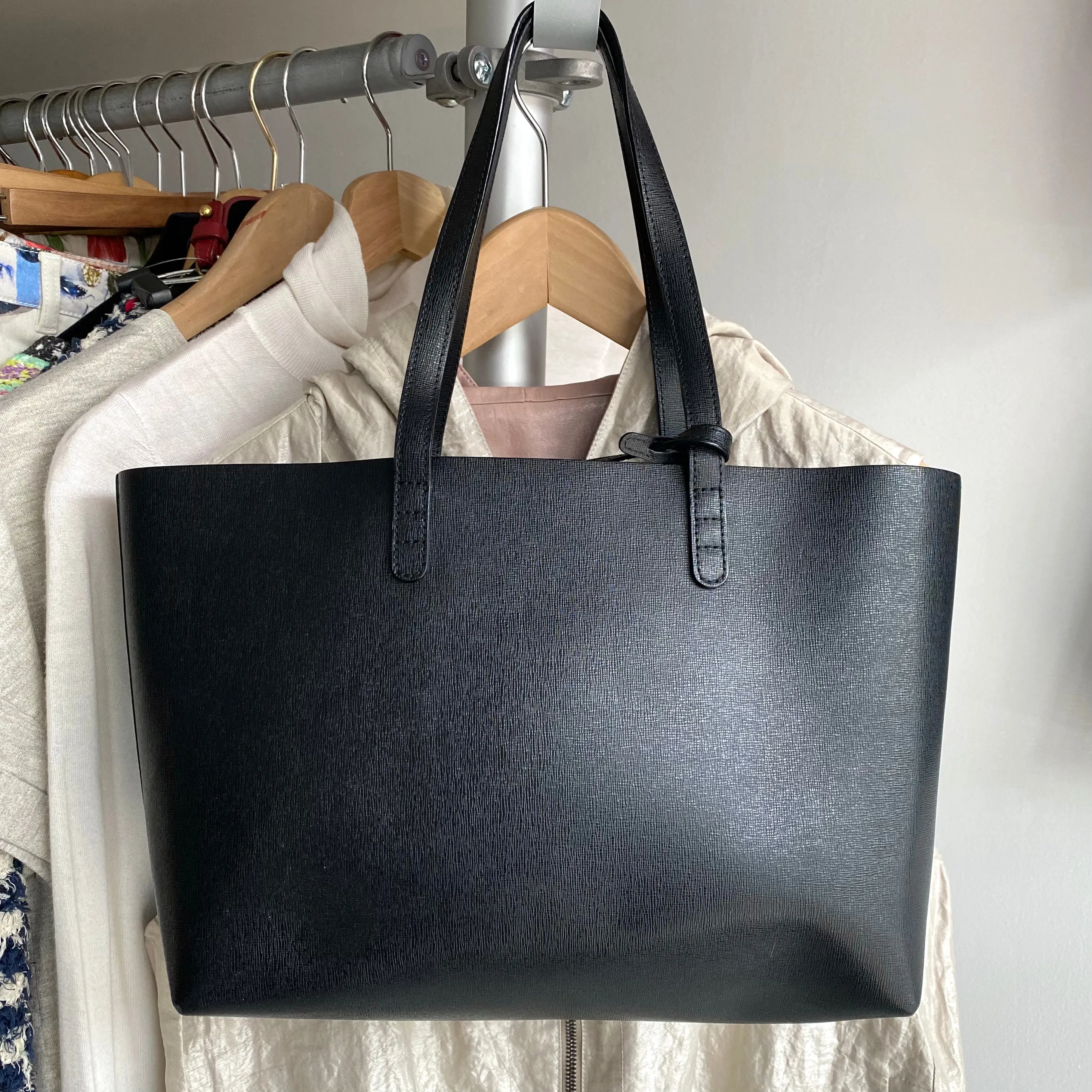 Mansur Gavriel Small Black Tote Bag with Zip Pouch