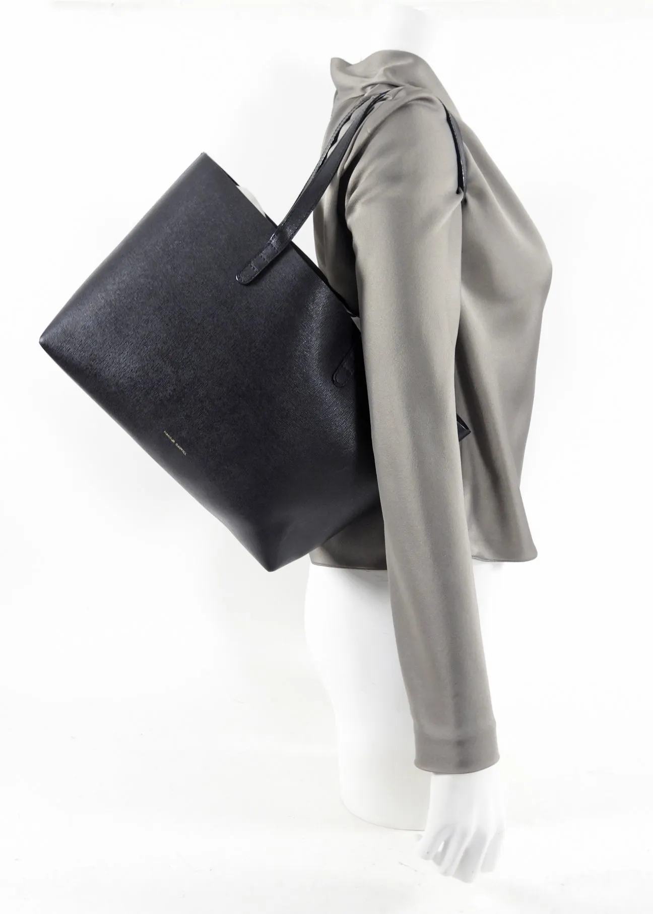 Mansur Gavriel Small Black Tote Bag with Zip Pouch