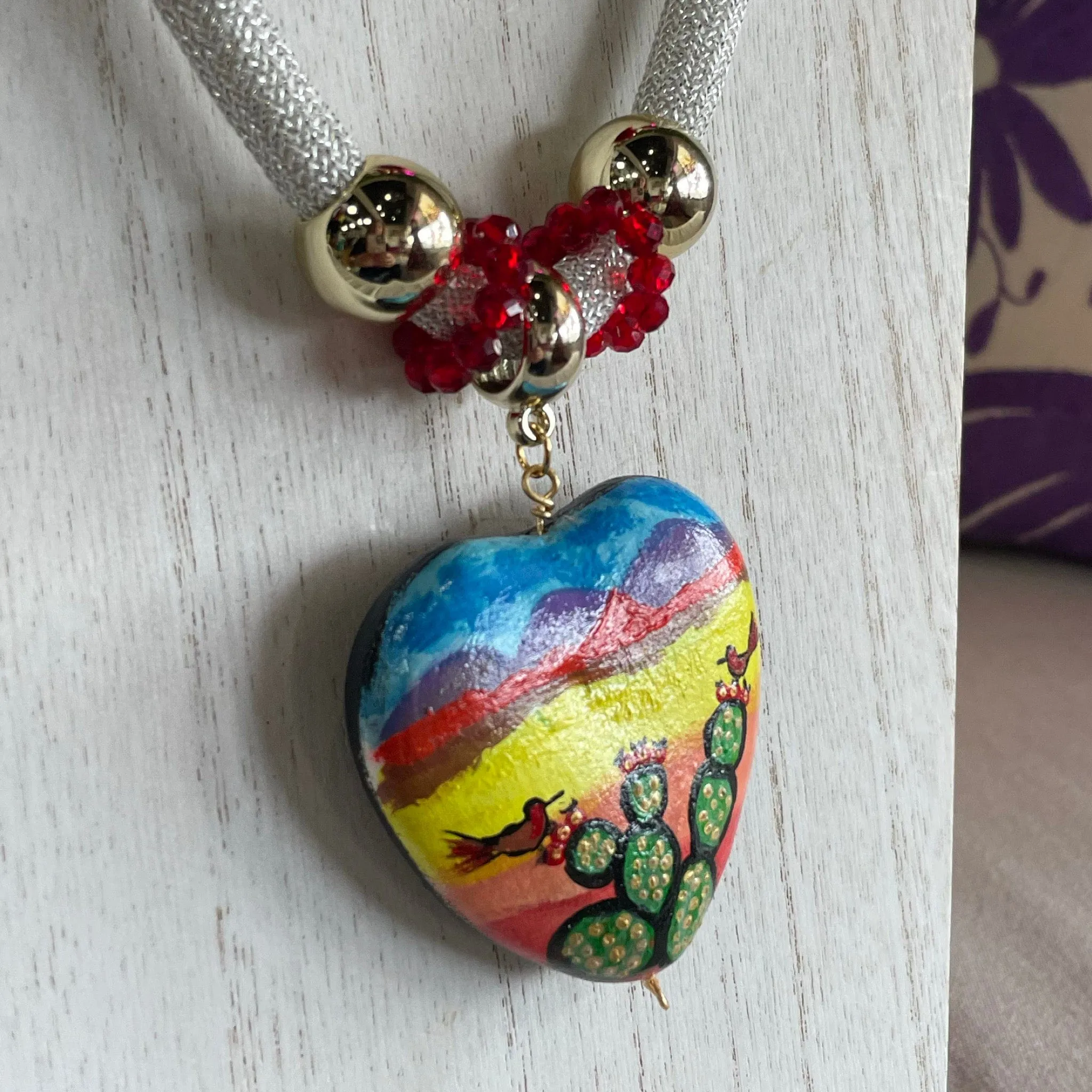 Mexican Ceramic Heart Necklace Set