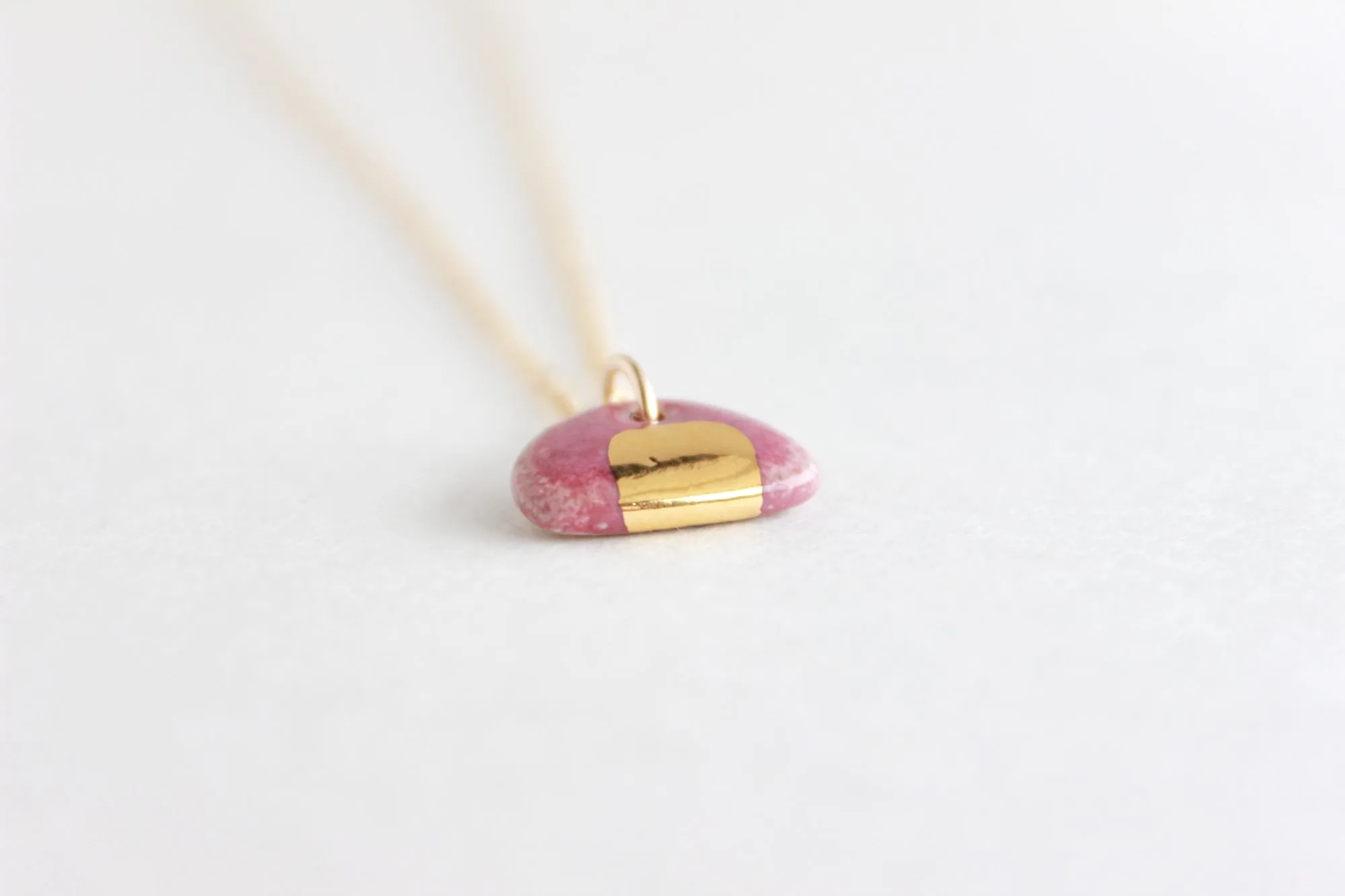 Mini Stoneware Gold Half Circle Charm Necklace