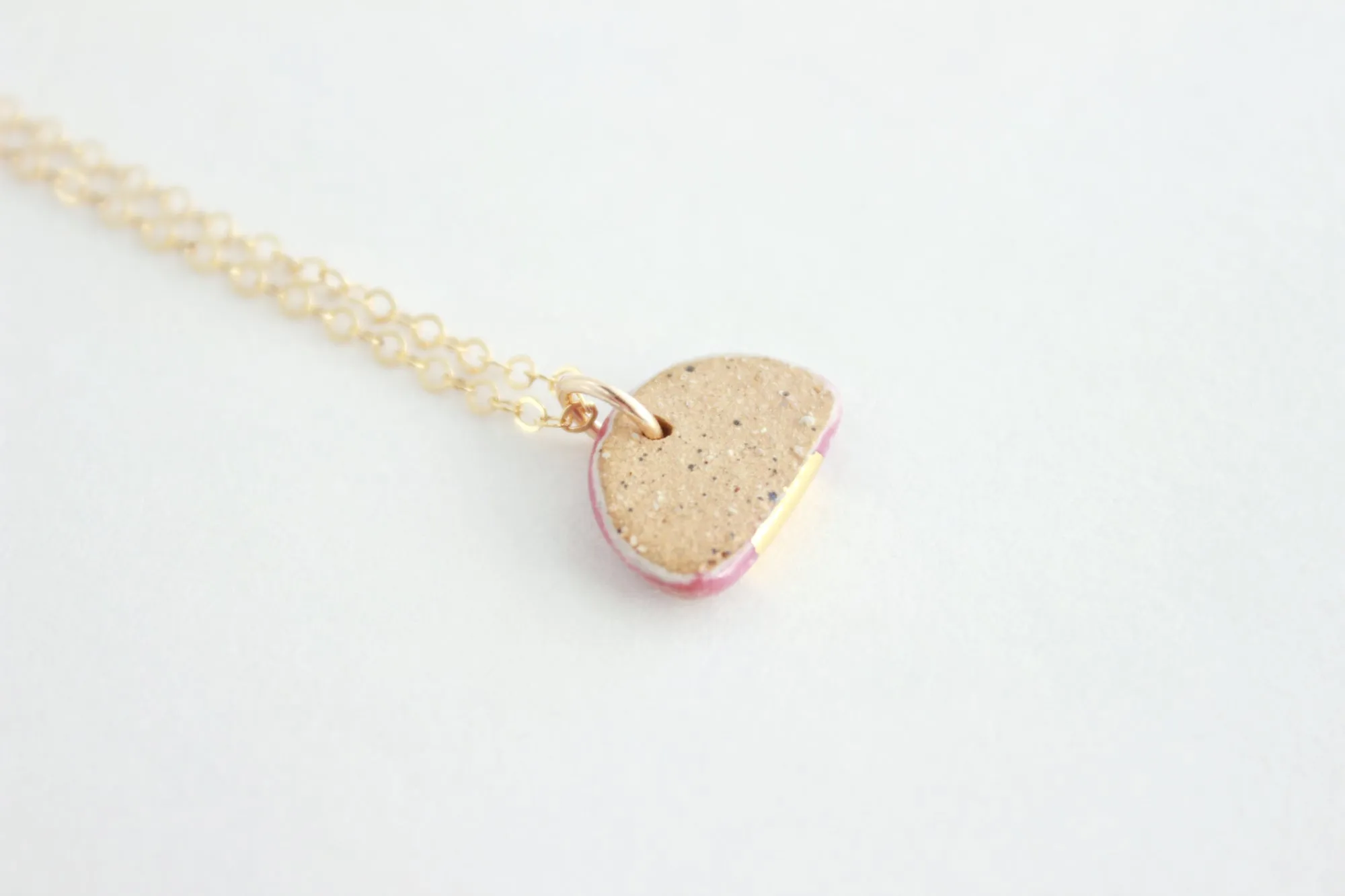 Mini Stoneware Gold Half Circle Charm Necklace