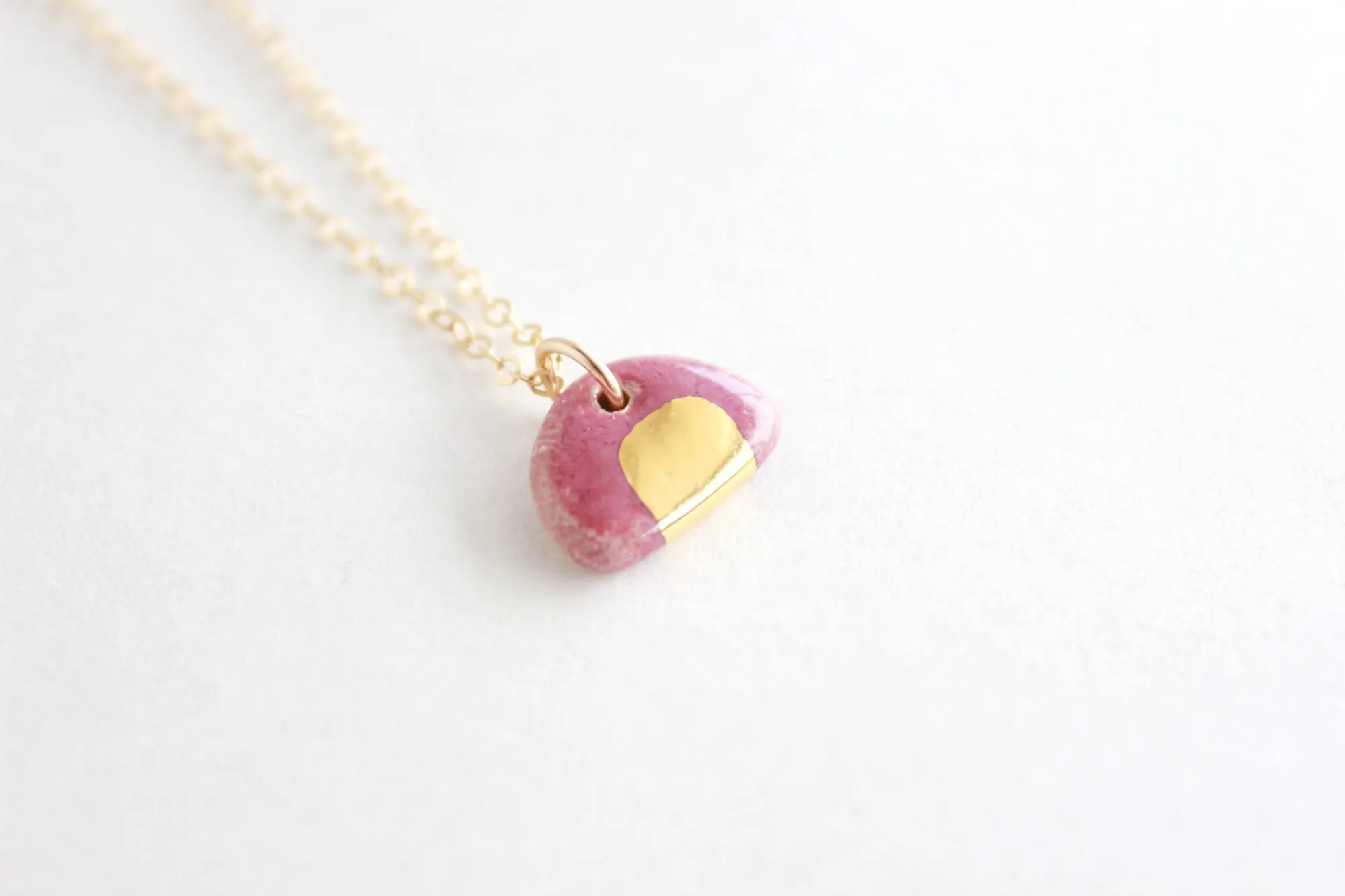 Mini Stoneware Gold Half Circle Charm Necklace