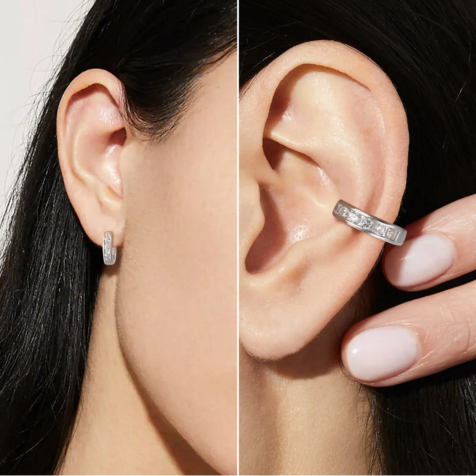 [Non-pierced] 15mm Ear Cuff  S925 Sterling Silver White Gold Plating Hoop