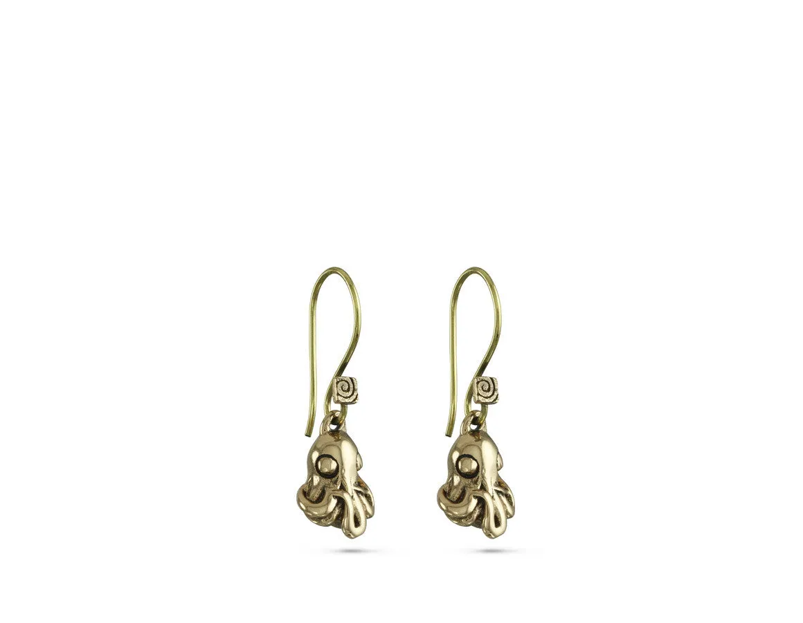 Octopus Earrings - Bronze