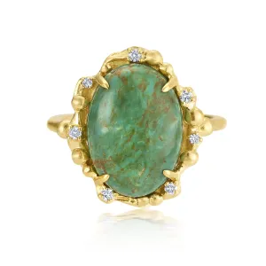 Oval Diamond Turquoise Water Ring