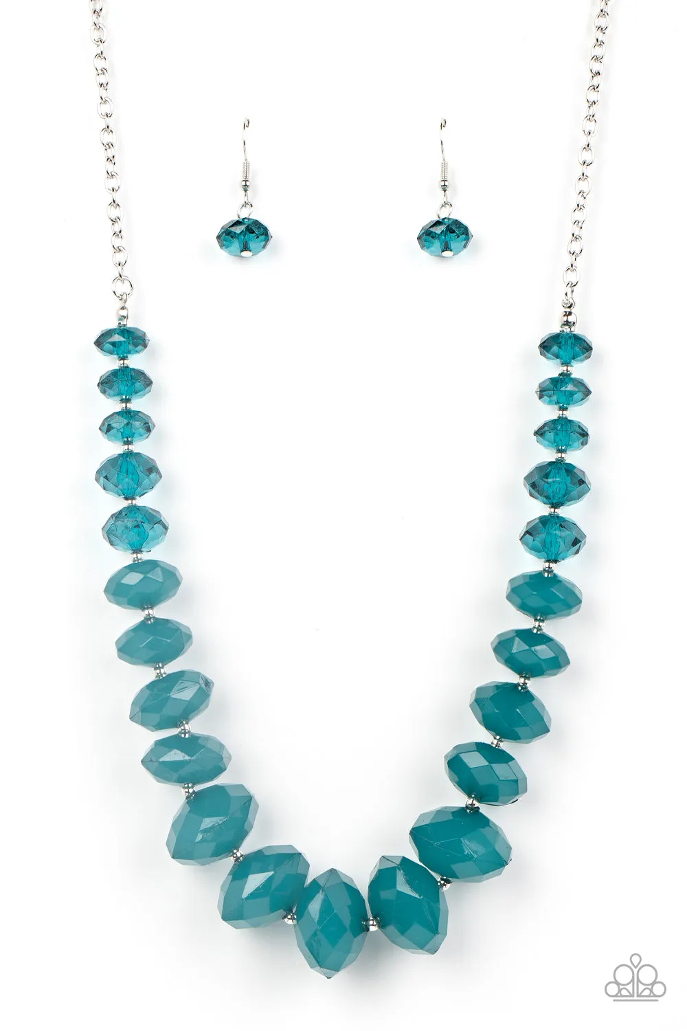 Paparazzi Happy-GLOW-Lucky Harbor Blue Necklace and Bracelet Jewelry Set