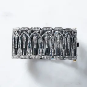 Pave Clear and Black Diamond Geo Cuff