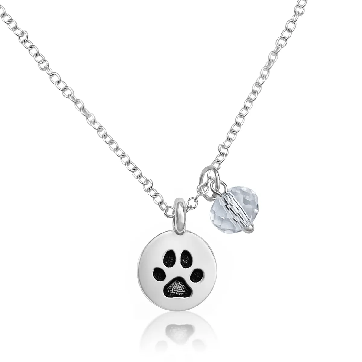 Paw Print Charm Necklace to Celebrate Unconditional Love with a Crystal