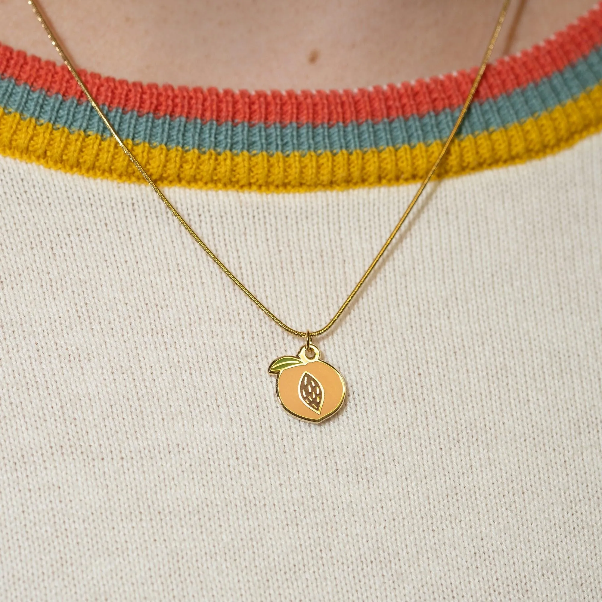 Peach Pit Charm Necklace