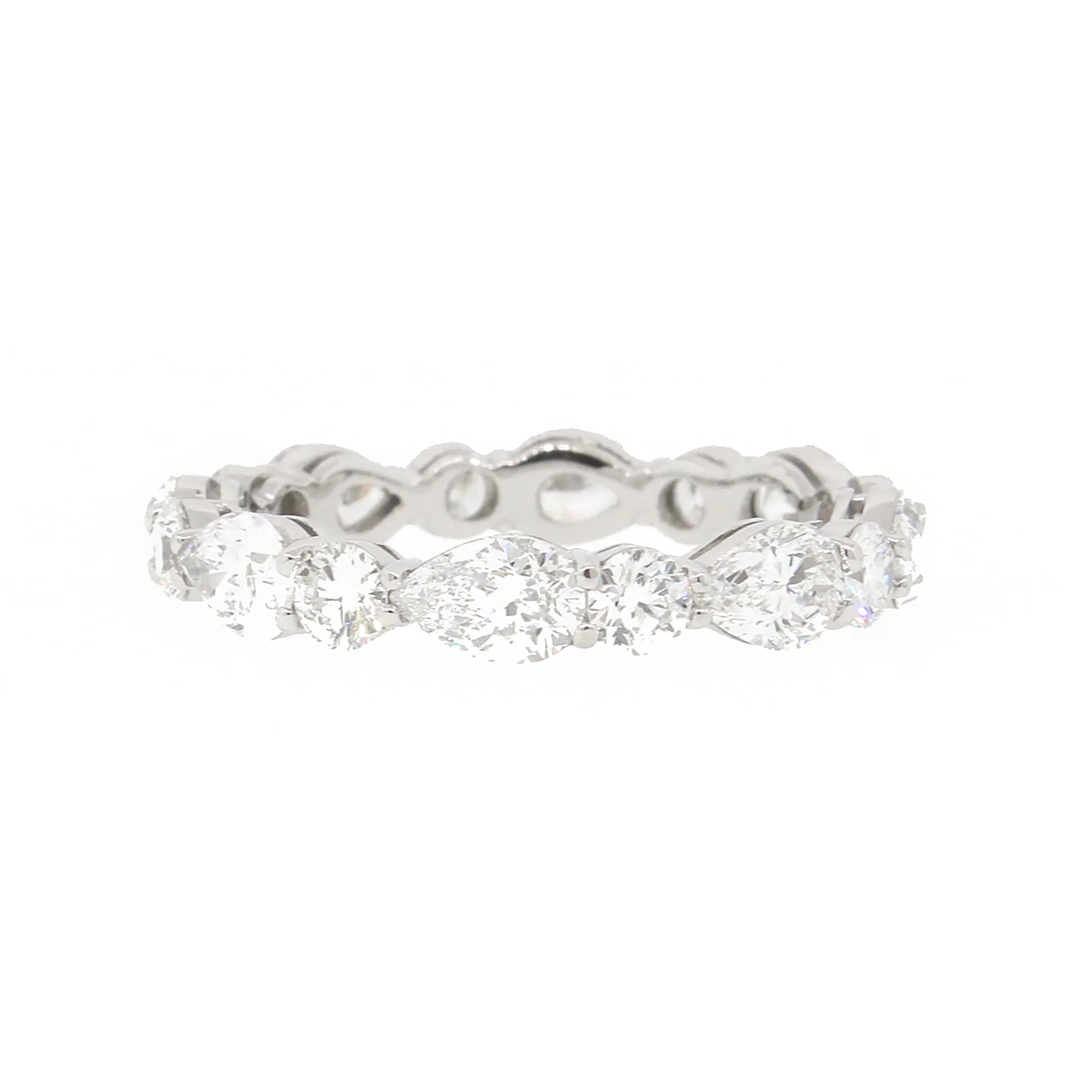 Platinum Pear Shaped and Round Diamond Wedding Band