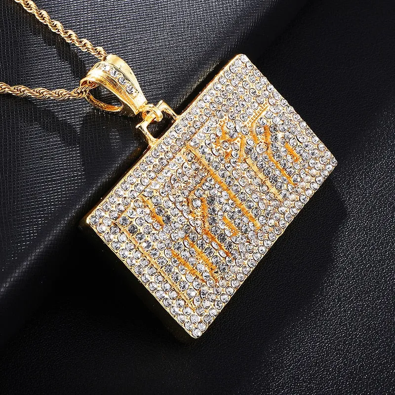 "Mafia" Square Bling Rhinestone-Studded Fashion Hip-Hop Pendant Necklace