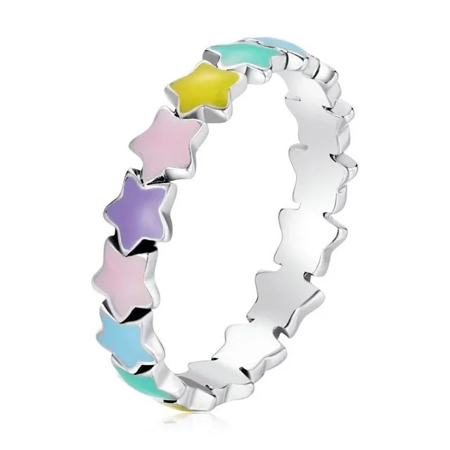 RAINBOW ENAMEL STARS RING