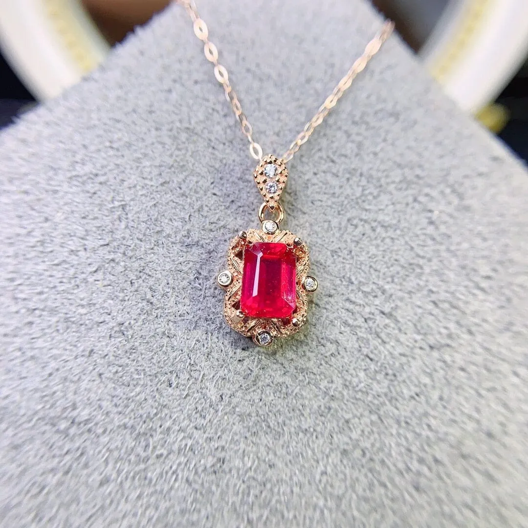 Real Ruby 925 Sterling Silver Necklace