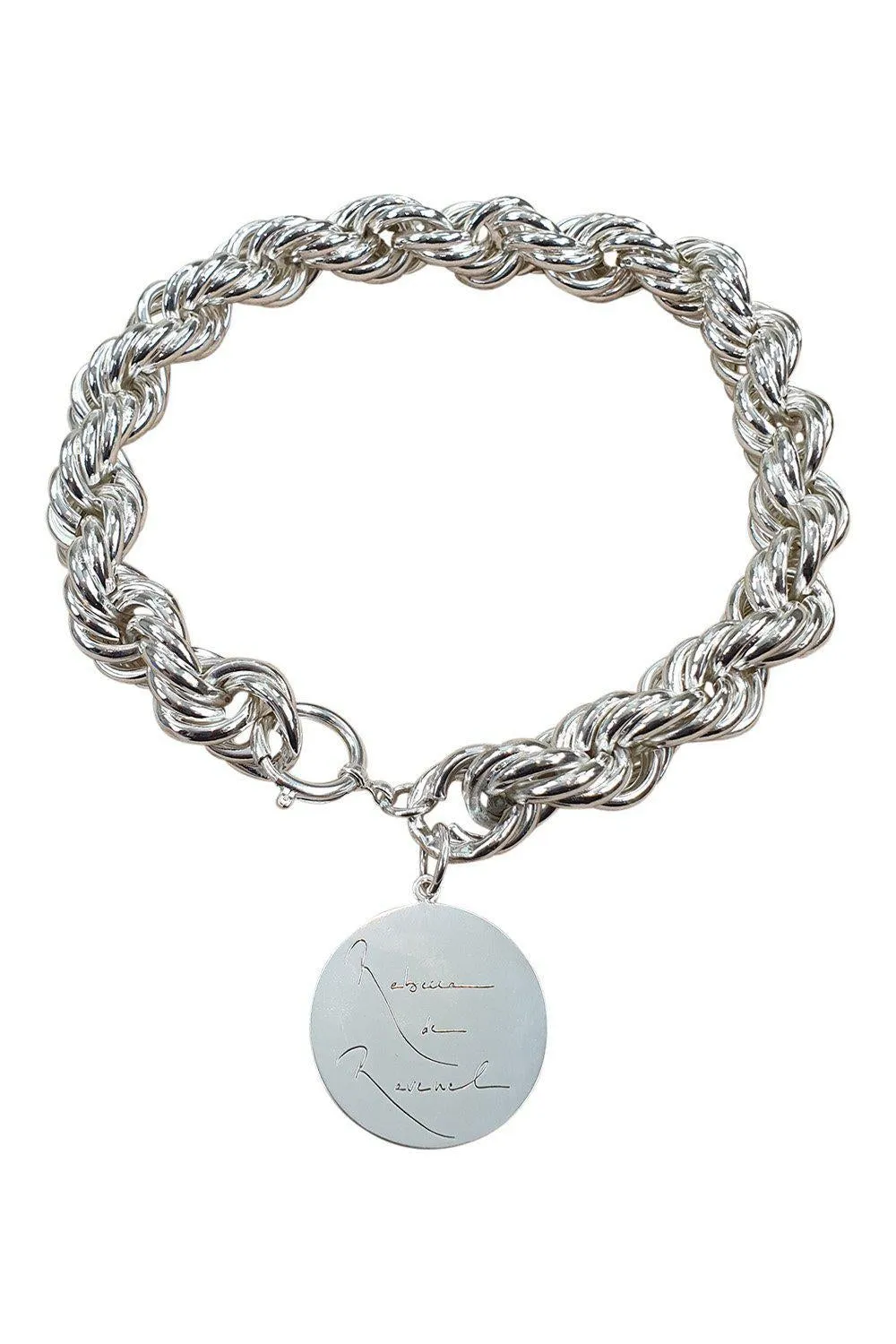 REBECCA DE RAVENEL Silver Plated RdeR Chunky Choker (L)