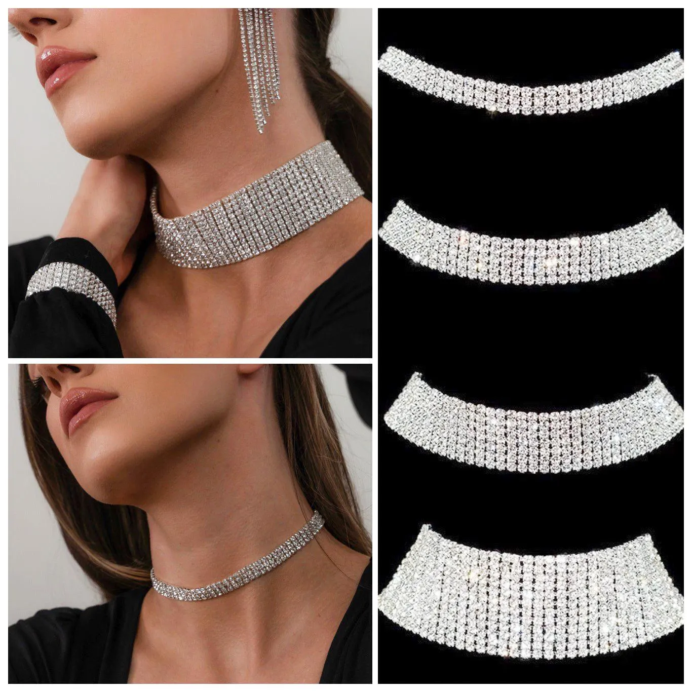 Reina Rhinestone Choker - 4 Styles