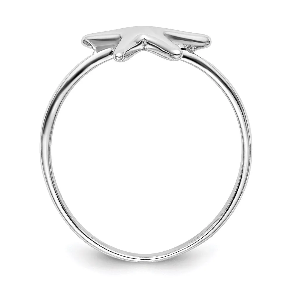 Rhodium-Plated Polished Starfish Ring in Sterling Silver