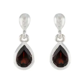 Riyo Bewitching 925 Sterling Silver Earring For Sister Garnet Earring Bezel Setting Red Earring Stud Earring