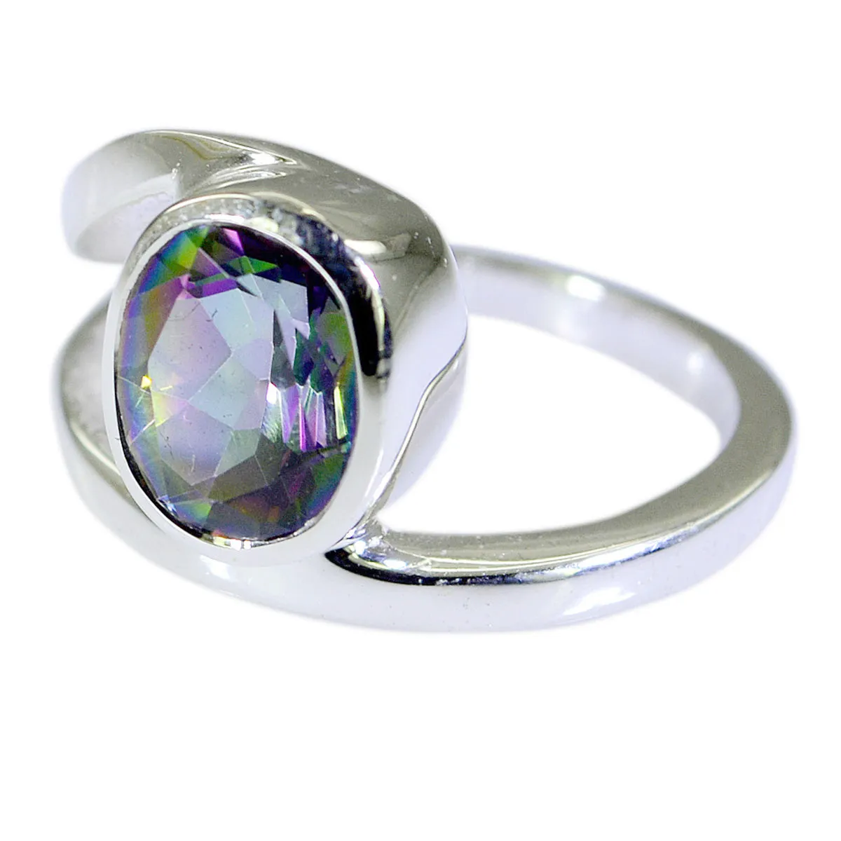 Riyo Genuine Gem Mystic Quartz Solid Silver Rings Christmas Day