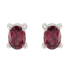 Riyo Genuine Gems oval Faceted Red Garnet Silver Earring gift for mom birthday