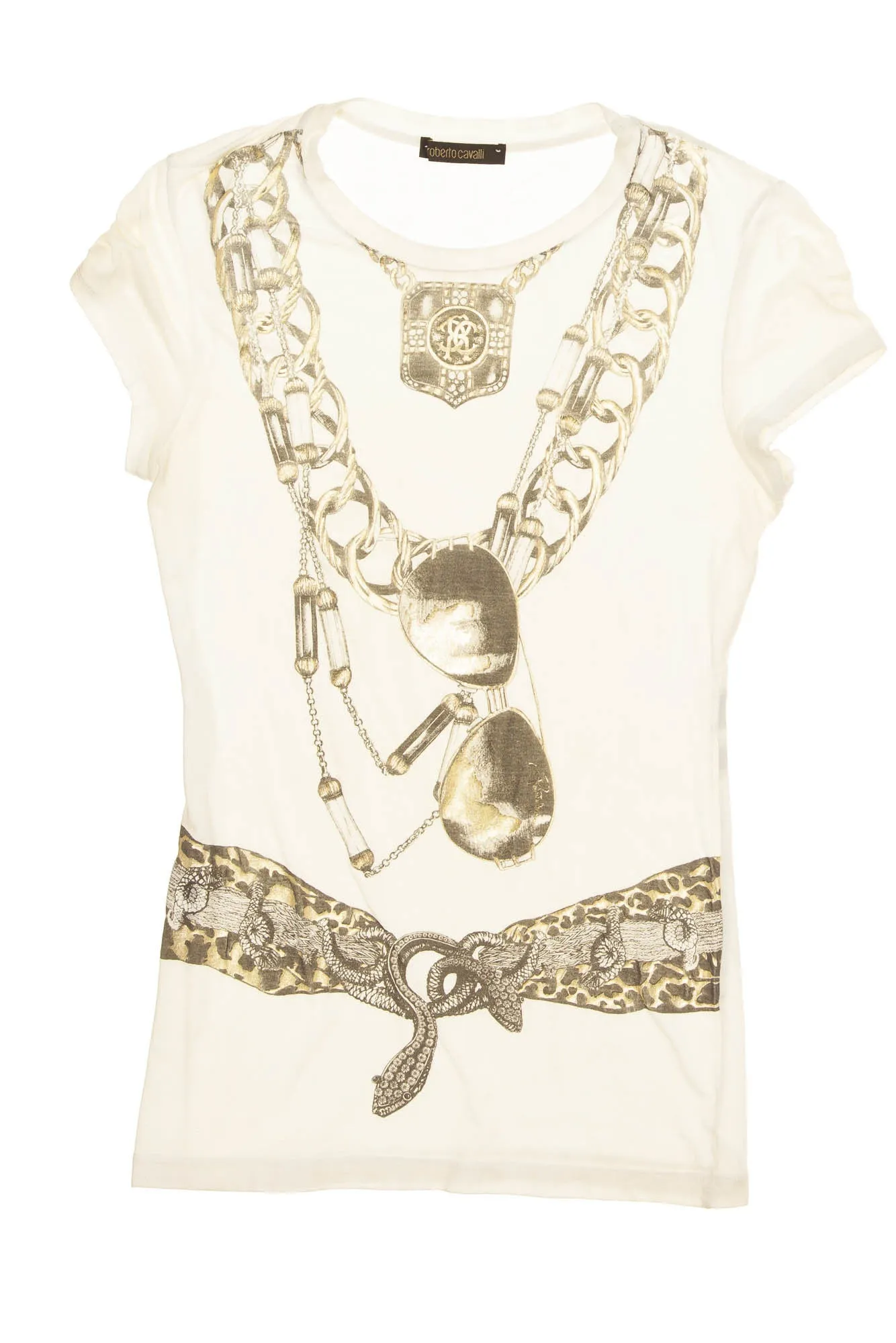 Roberto Cavalli - As Seen on the 2006 Runway Collection - Tee Shirt With Sunglasses and Necklace Design - IT 40