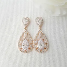 Rose gold Plated Drop Earrings for Brides-Esther