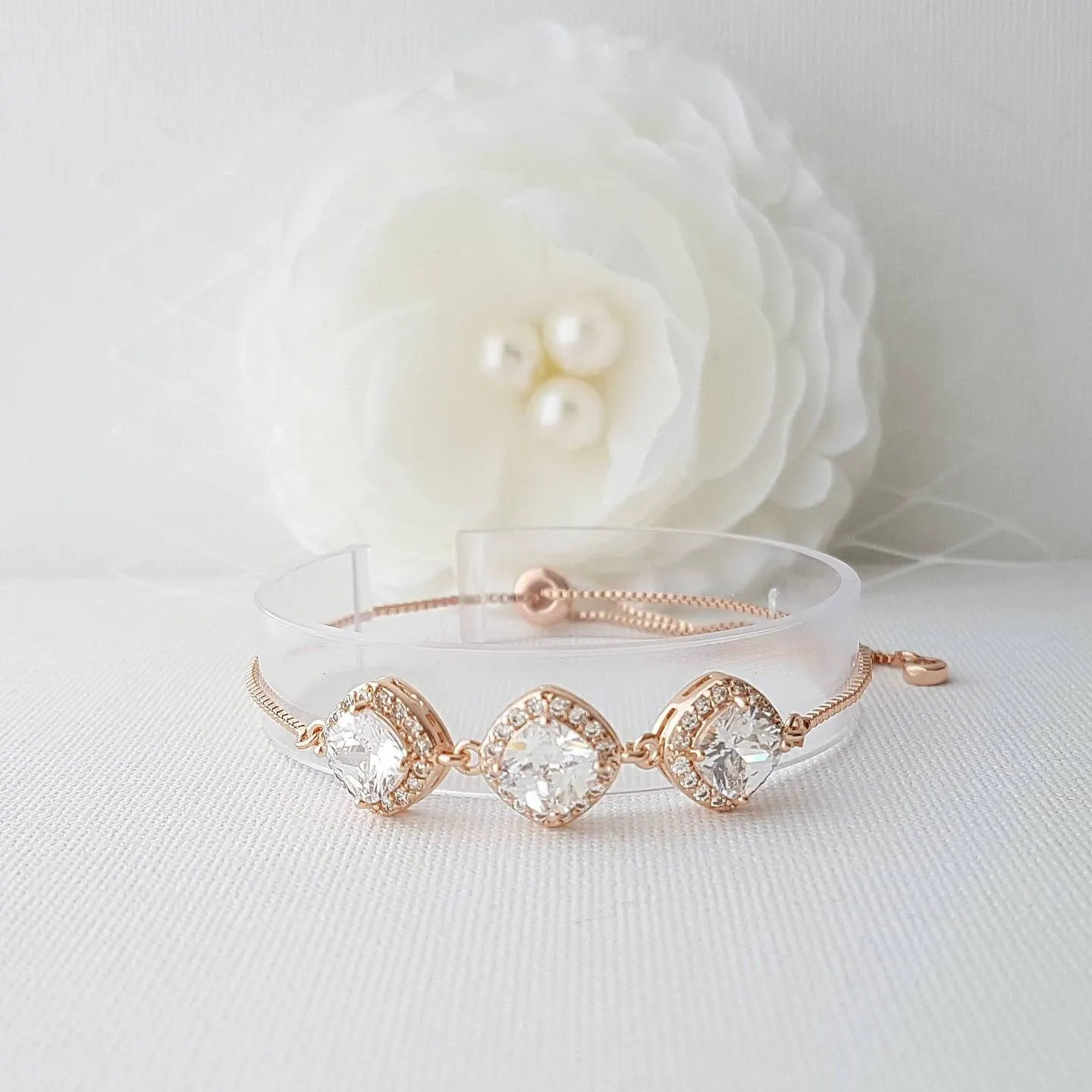 Rose Gold Slider Clasp Rhombus Bracelet-Celia