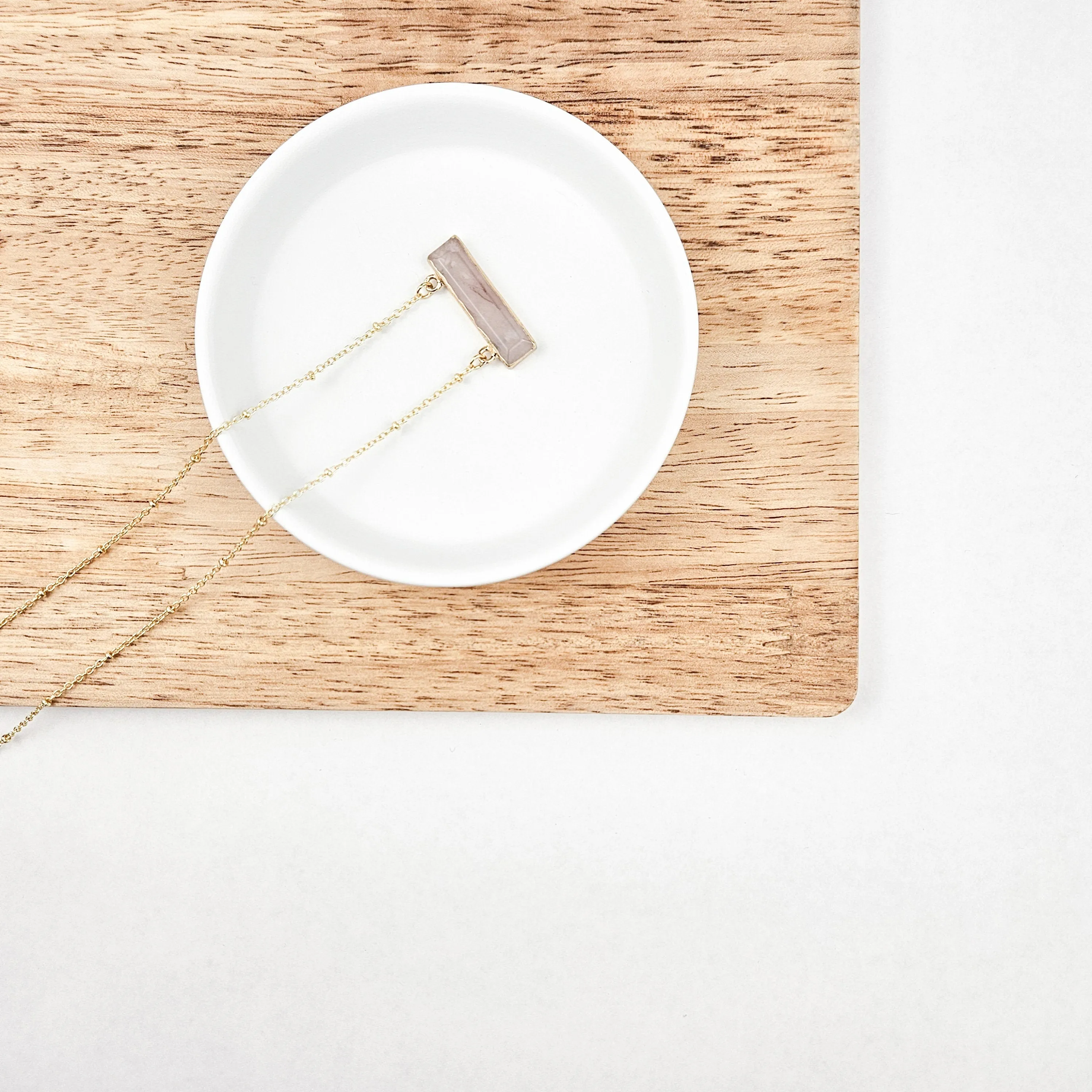 Rose Quartz Bar Necklace