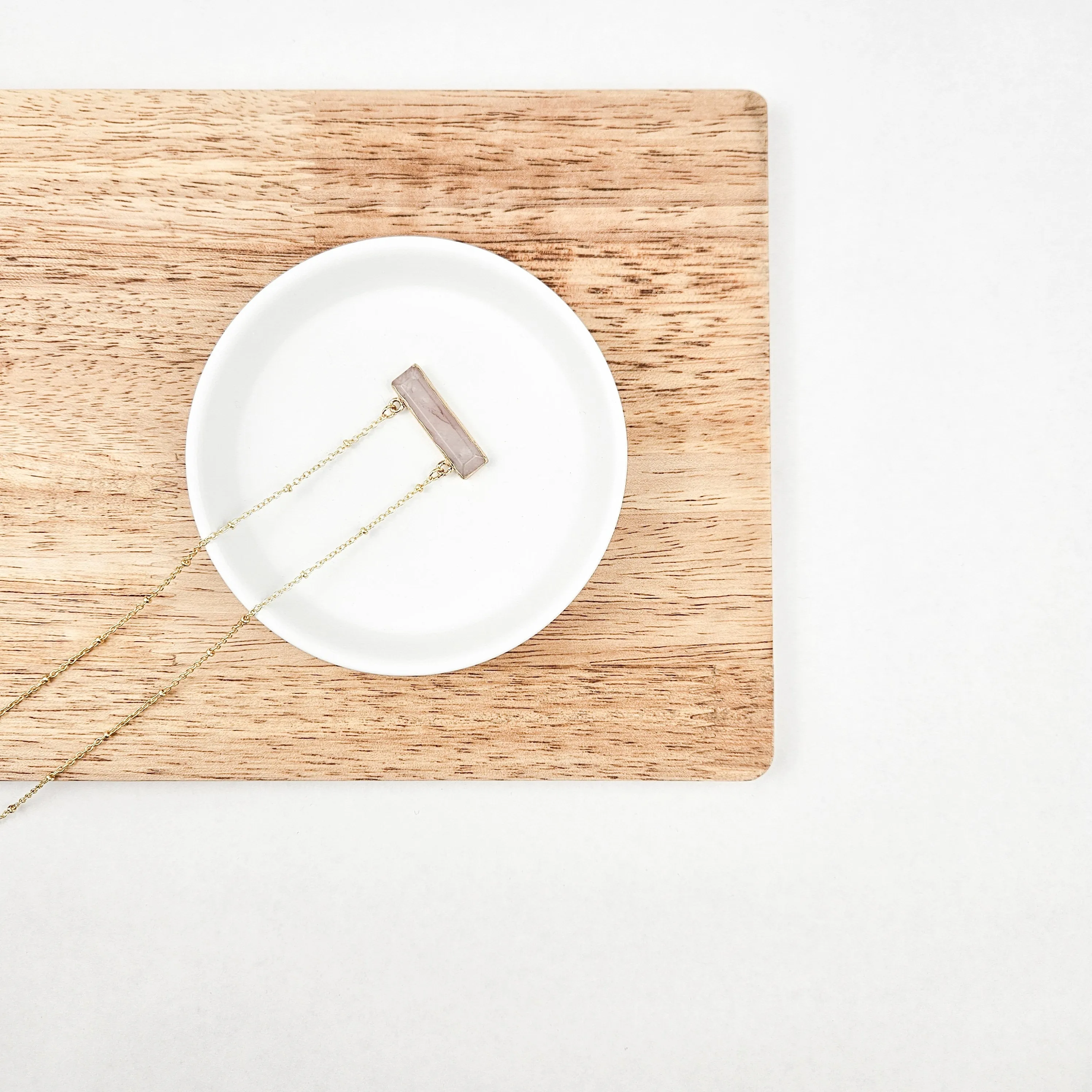 Rose Quartz Bar Necklace