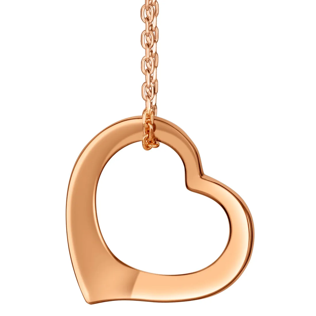 Rose-Tone Sterling Silver Tilted Heart Pendant