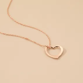 Rose-Tone Sterling Silver Tilted Heart Pendant