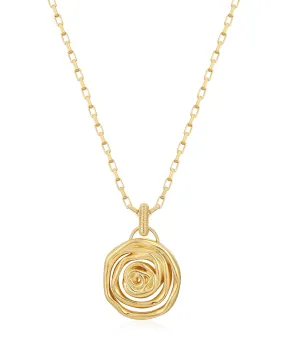 Rosette Coil Pendant Necklace- Gold