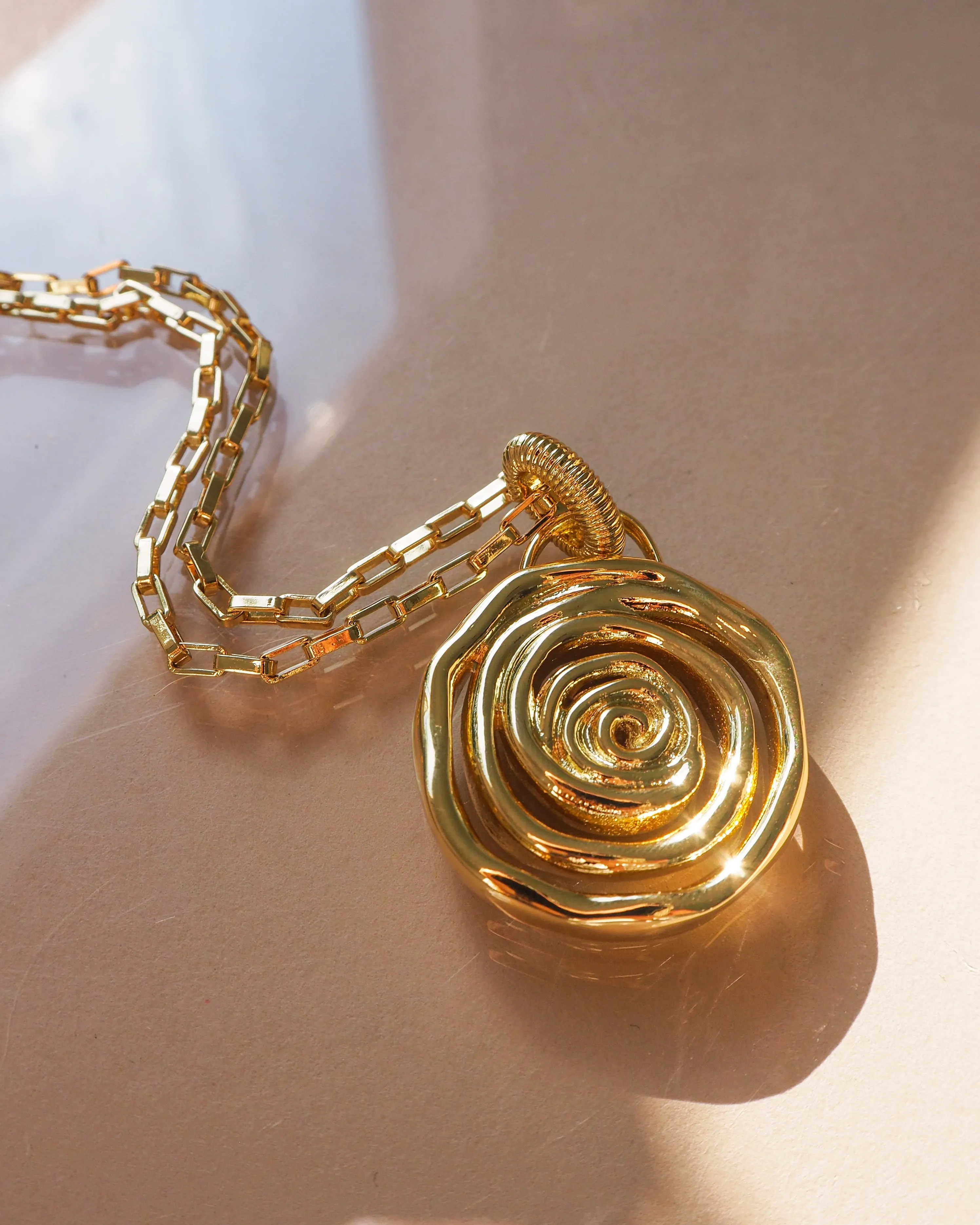 Rosette Coil Pendant Necklace- Gold