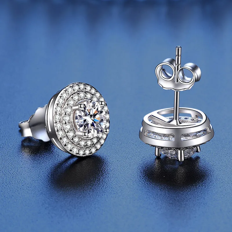 Round Wrap Full Diamond Moissanite Earrings