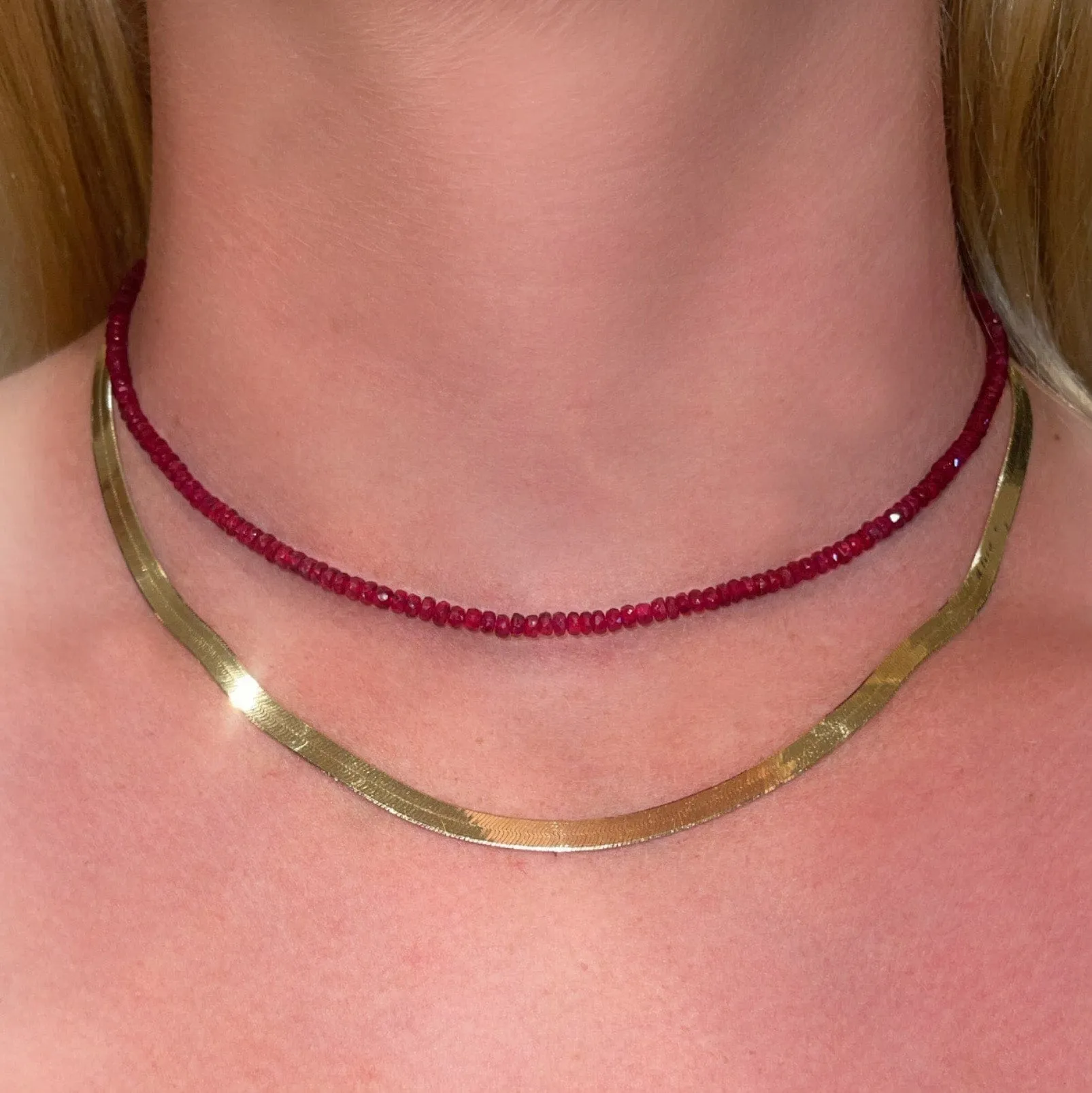 Ruby Beads & 14K w/ Toggle Clasp