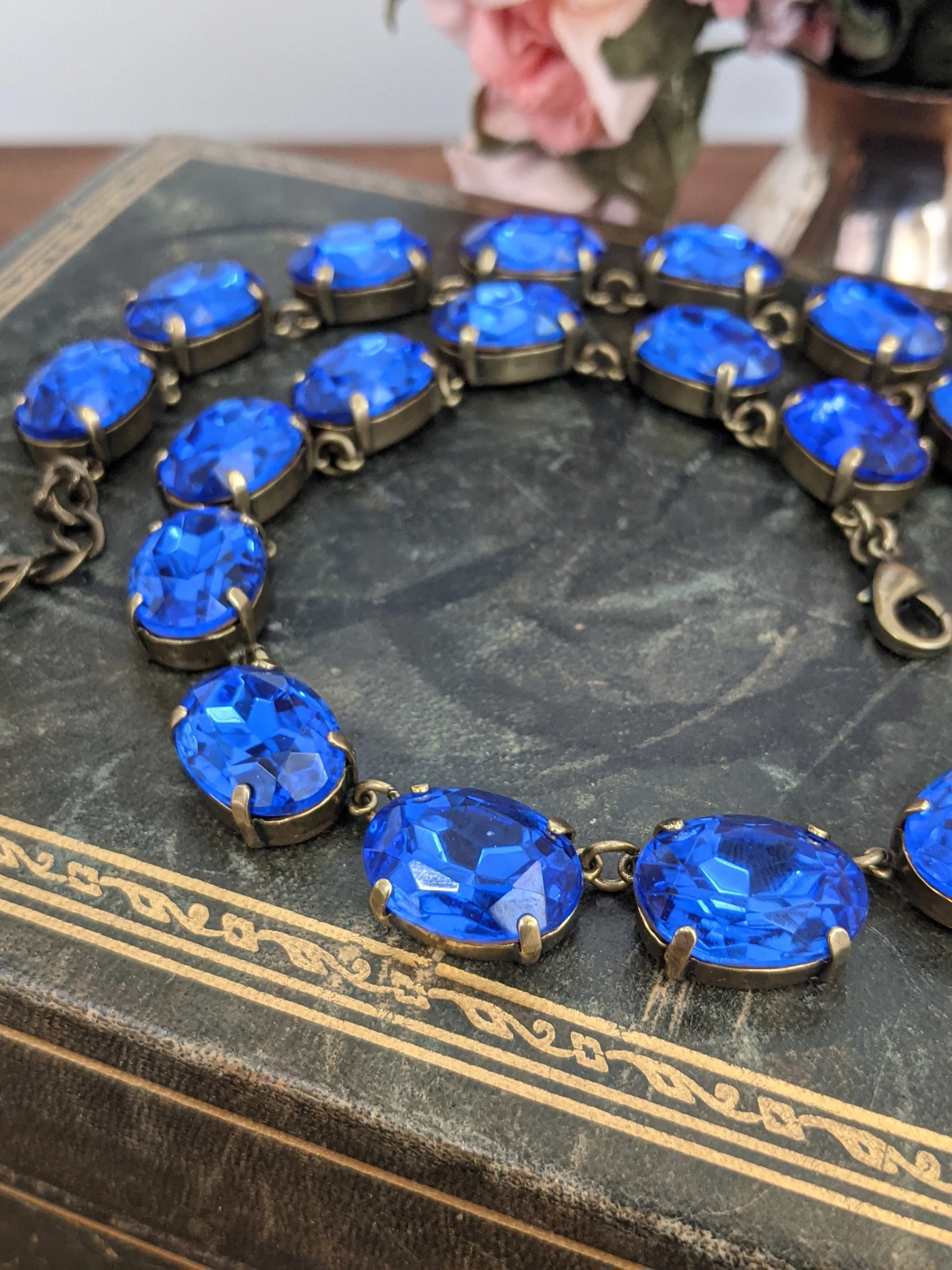 Sapphire Blue Necklace - Large Oval