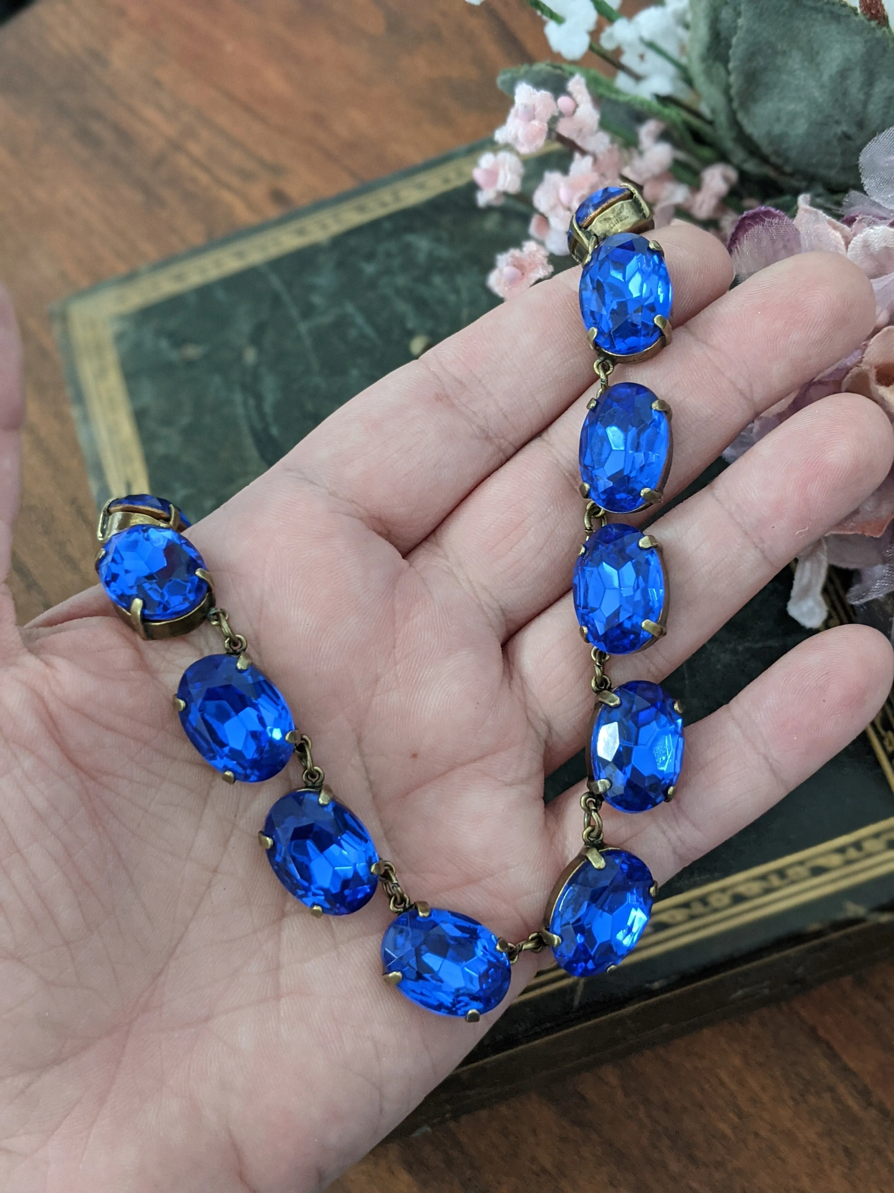 Sapphire Blue Necklace - Large Oval