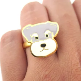 Schnauzer Puppy Dog Face Shaped Adjustable Animal Ring | Limited Edition