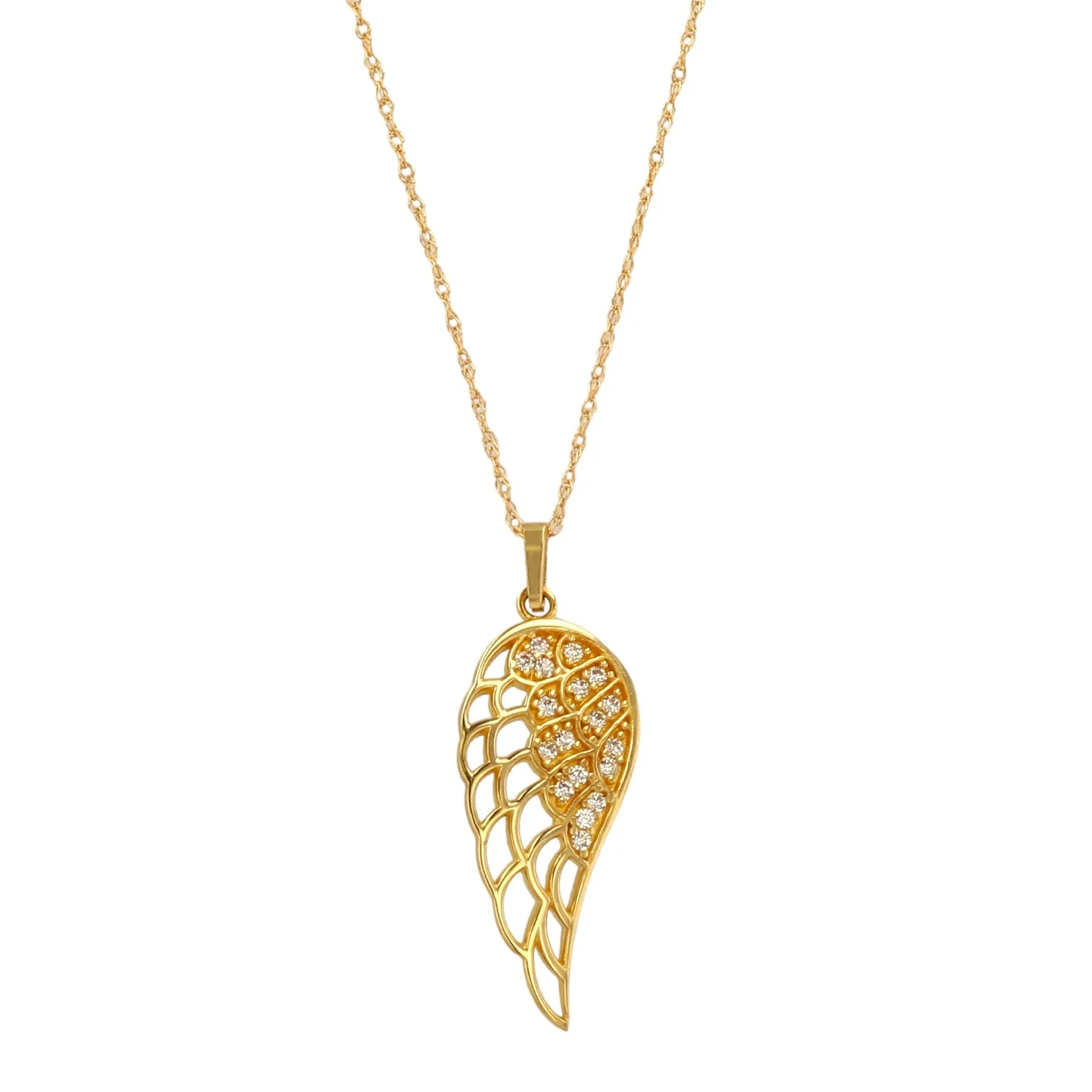 Set yellow gold Singapore chain wing pendant-6393