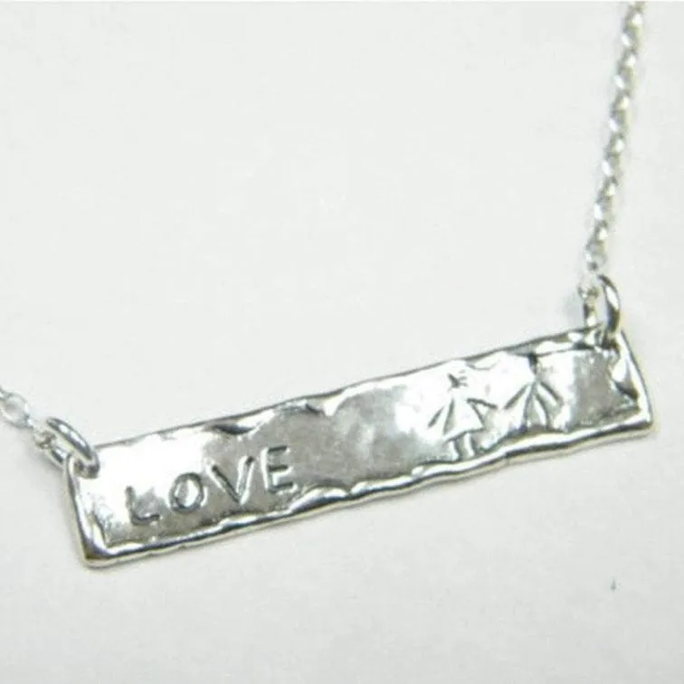 Silver necklace for woman engraved necklace love