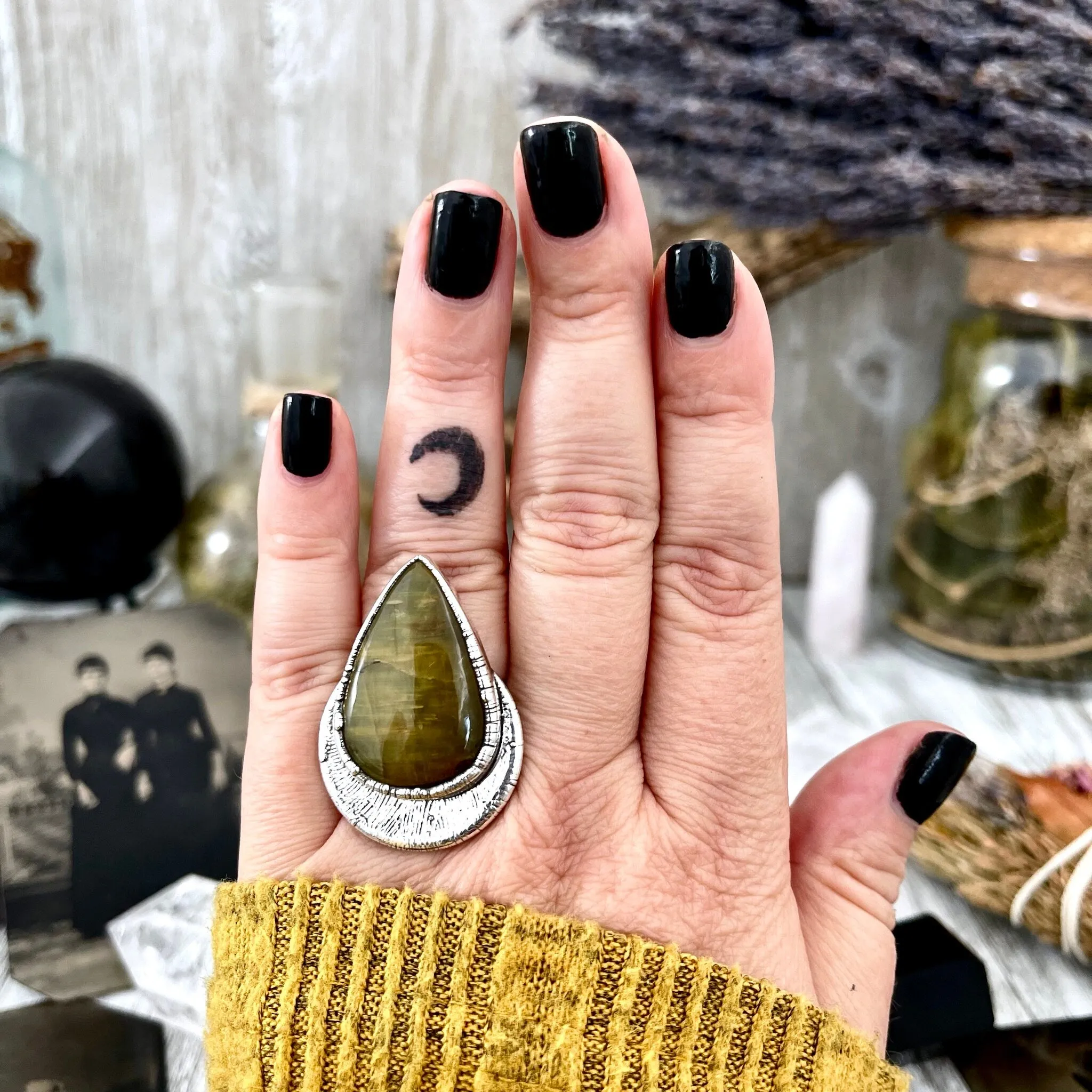 Size 7 Lion Skin Quartz Large Crystal Statement Ring in Fine Silver / Foxlark Collection - One of a Kind