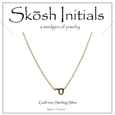 Skosh Sideways Initial Necklace-Gold